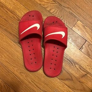 Nike slides, red, size 10, medium